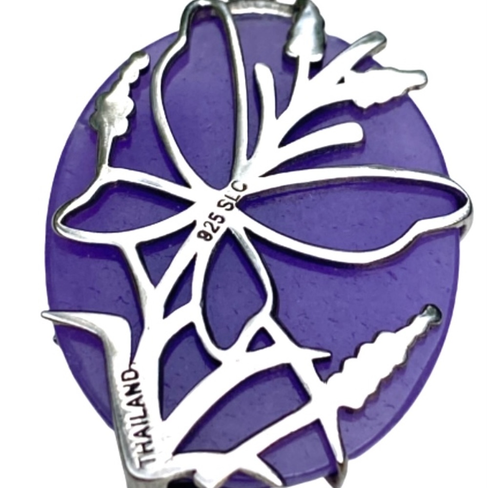 Genevieve & Grace Sterling Silver Marcasite & Lavender Jade Necklace - Picture 2 of 6